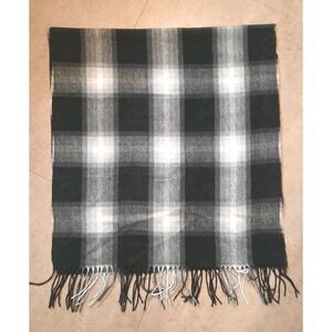 Gap Scarf Black Plaid With Tassels Preppy Pre-owned